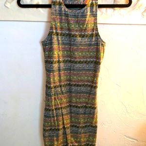 Billabong tribal vibe sleeveless mini dress Small Green multicolor